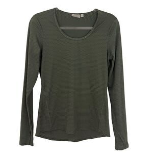 ATHLETA  Breathable Mesh Running Top S Green Thumbholes Lightweight EUC B86